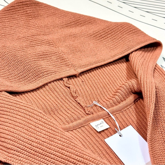 Goumi Hooded Knit Long Cardigan in Clay - Picture 4 of 6